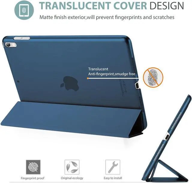 Alt view image 3 of 6 - Procase iPad Air (3rd Gen) 10.5" 2019 / iPad Pro 10.5" 2017 Case, Ultra Slim Lightweight Stand Smart Case Shell with Translucent Frosted Back Cover for Apple iPad Air (3rd Gen) 10.5" 2019 –Navy Blue