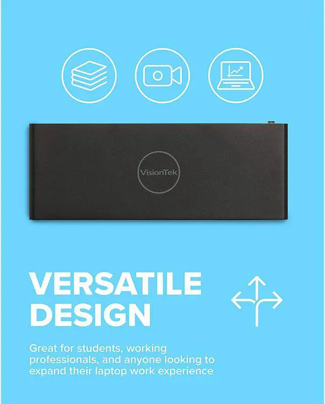 Alt view image 6 of 7 - VisionTek VT4000 Universal Dual 4K Laptop Monitor Docking Station, Dual UHD Video, HDMI, DisplayPort, USB 3.0, USB-C, RJ45 Ports, for Mac & Windows (901005)