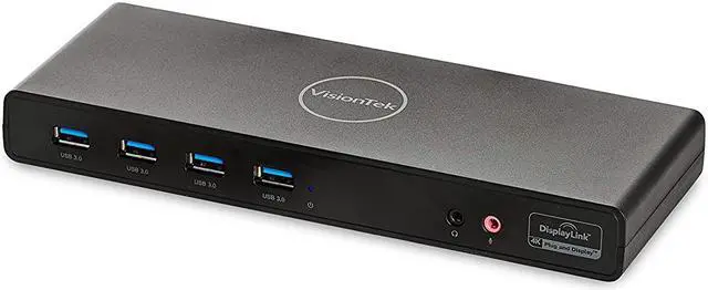 Main image of VisionTek VT4000 Universal Dual 4K Laptop Monitor Docking Station, Dual UHD Video, HDMI, DisplayPort, USB 3.0, USB-C, RJ45 Ports, for Mac & Windows (901005)