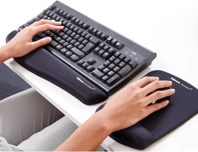 Alt view image 4 of 5 - Fellowes PlushTouch Mouse Pad/Wrist Rest with FoamFusion Technology, Black (9252001)