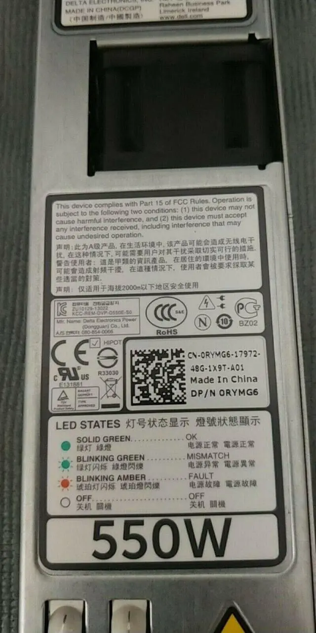 Alt view image 2 of 9 - Dell PowerEdge R320 R420 550W 80+ Platinum Power Supply M95X4/RYMG6/X185V/D33R2