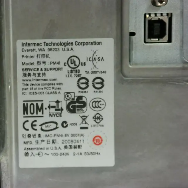 Alt view image 6 of 7 - Intermec EasyCoder PM4i PM4C910000300020 Thermal Transfer Label Printer LAN USB with Power Cord