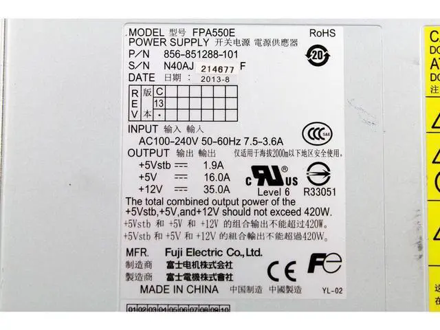 Alt view image 7 of 7 - Dell EMC CLARiiON AX4-5 420W Power Supply FPA550E 856-851288-101 5FX5K