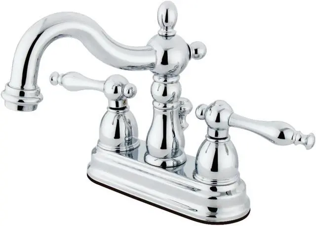 Alt view image 3 of 4 - Kingston Brass KB1601NL 4 in. Heritage Centerset Lavatory Faucet with Retail Pop-Up & Metal Lever Handle Chrome