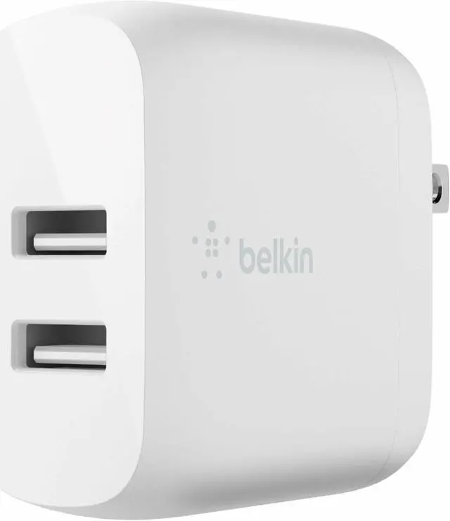 Alt view image 4 of 12 - BELKIN WCB002dqWH White BOOST CHARGE Dual USB-A Wall Charger 24W