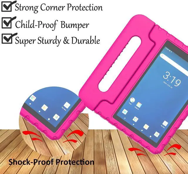 Alt view image 5 of 7 - LTROP Onn 7 Inch Tablet Case, Surf Onn 7 Tablet Case, Shockproof Handle Stand Child Proof Case for Walmart Onn 7" Tablet Android 2020/ 2019 (Model: 100005206/100015685) - Pink