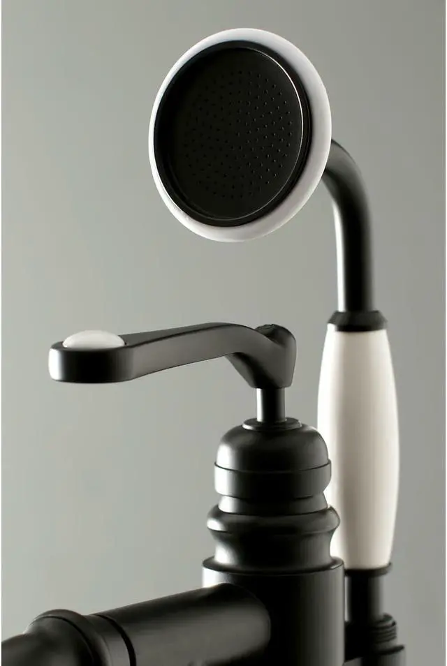Alt view image 4 of 10 - Kingston Brass KS7015RL Royale Royale Single Handle Freestanding Roman Tub Faucet with Hand Shower, Oil Rubbed Bronze
