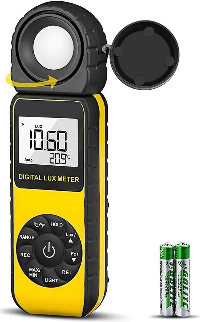 Main image of Light Meter 881D Digital Illuminance Meter Ambient Temperature Measurer with Range up to 400,000 Lux Luxmeter,Rotatable Head for 270 Degrees,Display 3999 Data Hold,Back Light,Max/Min Hold,Data storag