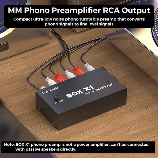Alt view image 4 of 7 - Fosi Audio Box X1 Phono Preamp for MM Turntable Mini Stereo Audio Hi-Fi Phonograph/Record Player Preamplifier with 3.5MM Headphone and RCA Output with DC 12V Power Supply