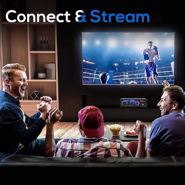 Alt view image 3 of 14 - Wireless Bluetooth Home Stereo Amplifier - 2x120 Watt Power Amplifier Home Audio Bluetooth Receiver System W/Blue Led Display, USB/SD, AUX, RCA, Headphone Jack - Remote - Pyle PCAU46BA
