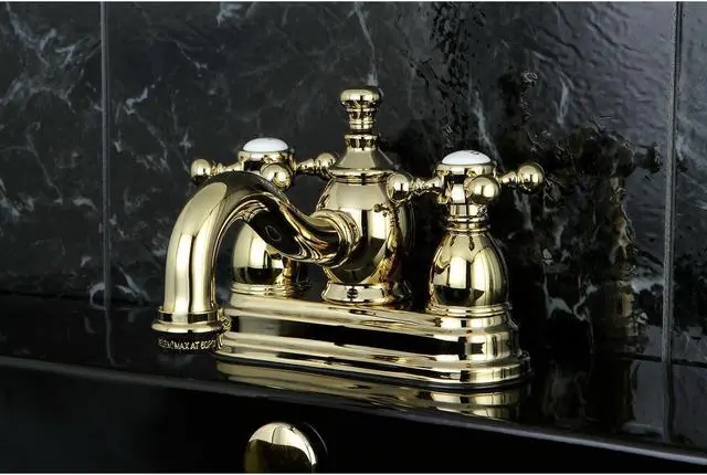 Alt view image 6 of 11 - Kingston Brass KS7101BX 4 in. Centerset Lavatory Faucet with Heritage Spout & Metal Cross Handle, Polished Chrome