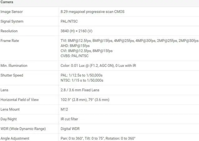 Alt view image 12 of 12 - Eyemax Magic series TIU G8032 8MP 4K UHD Outdoor IR Turret Camera, IP67, Metal Body 3.6mm 12V DC