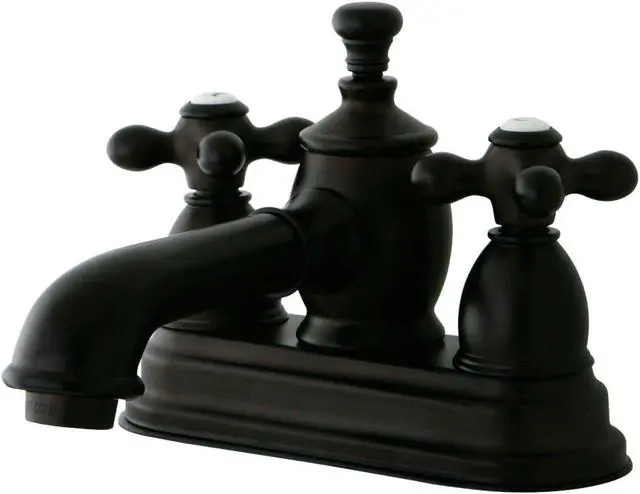 Alt view image 3 of 8 - Kingston Brass KS7005AX 4 in. English Country Centerset Lavatory Faucet with Brass Pop-Up Cross Handle, Oil Rubbed Bronze