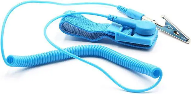 Alt view image 3 of 3 - Anti Static Wrist Strap Band with Grounding Wire, Strap Anti Shock Wristband Bracelet with Grounding Wire, Alligator Clip, Extendable Long Cord and Anti Static Bracelet,Antistatic Band Ant(Blue)