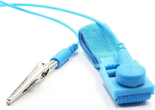 Alt view image 2 of 3 - Anti Static Wrist Strap Band with Grounding Wire, Strap Anti Shock Wristband Bracelet with Grounding Wire, Alligator Clip, Extendable Long Cord and Anti Static Bracelet,Antistatic Band Ant(Blue)