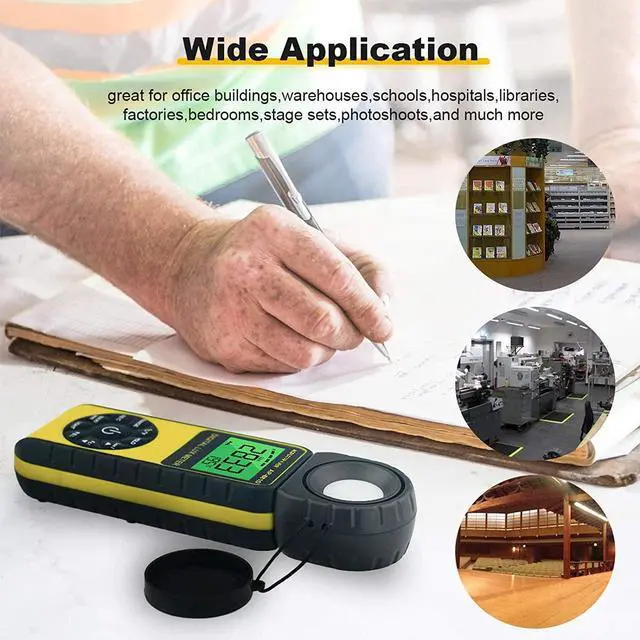 Alt view image 6 of 7 - Light Meter 881D Digital Illuminance Meter Ambient Temperature Measurer with Range up to 400,000 Lux Luxmeter,Rotatable Head for 270 Degrees,Display 3999 Data Hold,Back Light,Max/Min Hold,Data storag