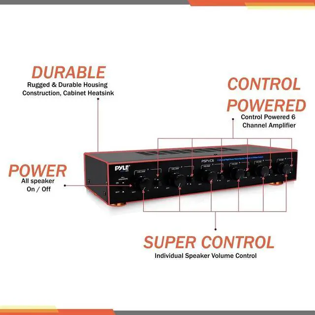 Alt view image 4 of 8 - 6 Channel High Power Stereo Speaker Selector W/Volume Control