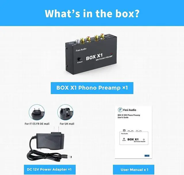 Alt view image 7 of 7 - Fosi Audio Box X1 Phono Preamp for MM Turntable Mini Stereo Audio Hi-Fi Phonograph/Record Player Preamplifier with 3.5MM Headphone and RCA Output with DC 12V Power Supply