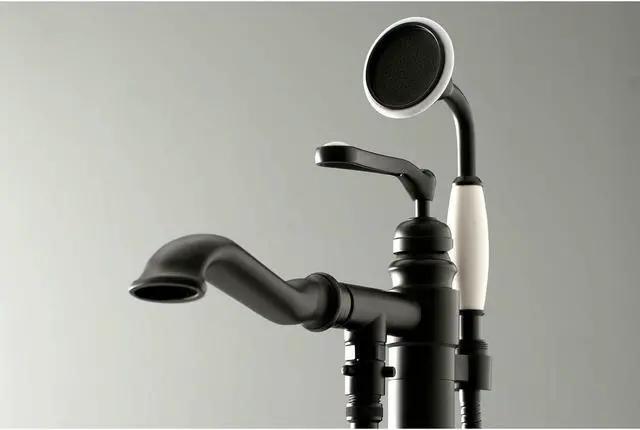 Alt view image 5 of 10 - Kingston Brass KS7015RL Royale Royale Single Handle Freestanding Roman Tub Faucet with Hand Shower, Oil Rubbed Bronze