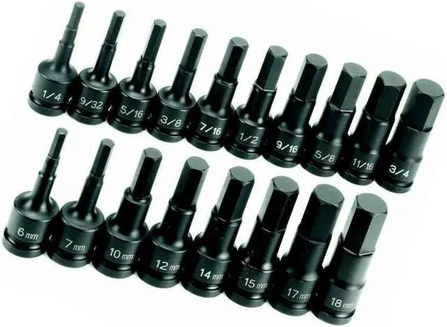 Alt view image 5 of 7 - Grey Pneumatic 1598HC 1/2" Drive 18 Pc. Combo Hex Driver SAE/Metric Set