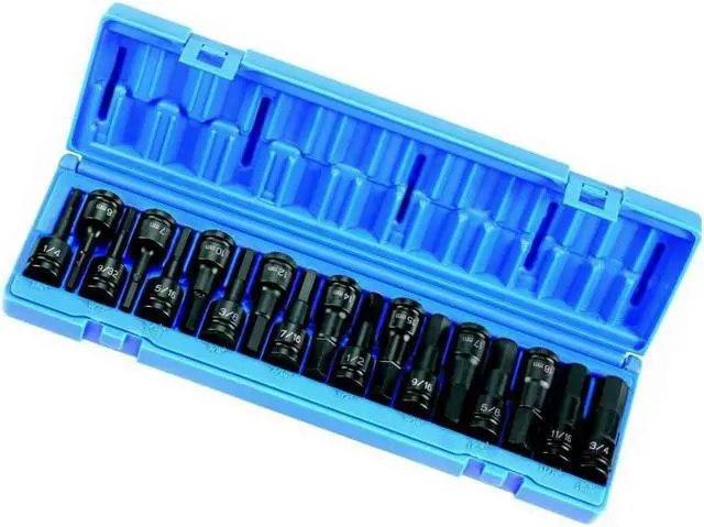 Alt view image 6 of 7 - Grey Pneumatic 1598HC 1/2" Drive 18 Pc. Combo Hex Driver SAE/Metric Set