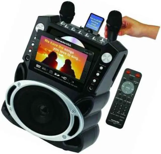 Alt view image 6 of 8 - Karaoke USA GF829 Portable DVD /CD+G/ MP3+G Karaoke System with 7" Screen & Recording