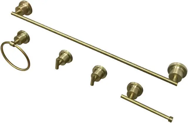 Alt view image 2 of 4 - Kingston Brass BAH8212478SB Concord Modern 5 Piece Bathroom Accessory Set, Satin Brass