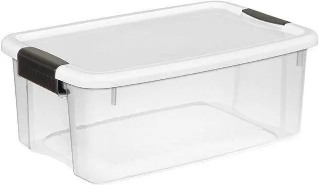 Alt view image 4 of 12 - STERILITE 19849806 Clear/White Storage Tote 18 1/8 in x 12 1/4 in x 7 in H, 1 PK