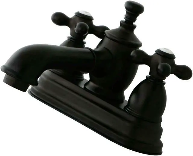 Alt view image 4 of 8 - Kingston Brass KS7005AX 4 in. English Country Centerset Lavatory Faucet with Brass Pop-Up Cross Handle, Oil Rubbed Bronze