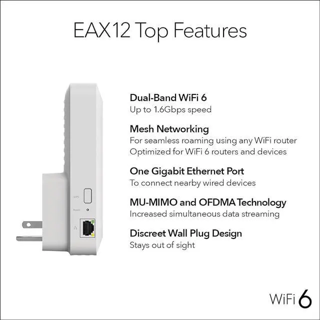 Alt view image 7 of 8 - NETGEAR WiFi 6 Mesh Range Extender (EAX12) - Add up to 1,200 sq. ft. and 15+ Devices with AX1600 Dual-Band Wireless Signal Booster & Repeater (up to 1.6Gbps Speed), WPA3 Security, Smart Roaming