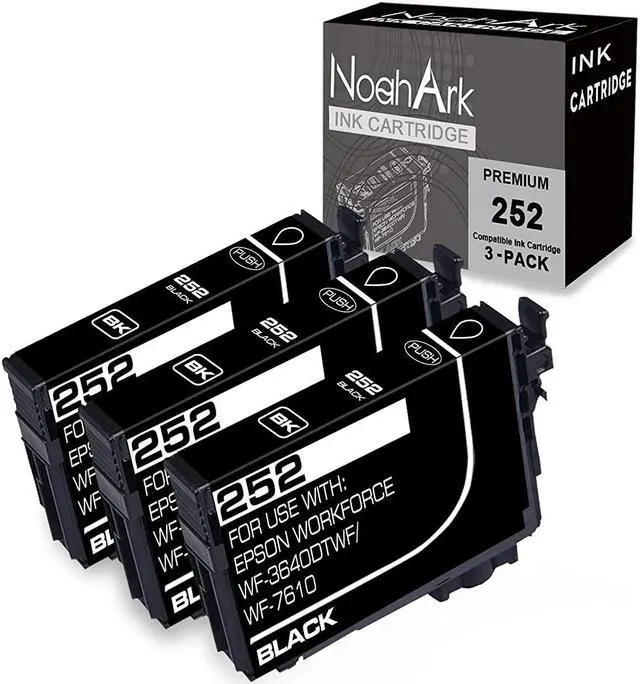 Main image of 3 Packs T252 Ink Cartridge Replacement For Epson 252 For Workforce Wf-3630 Wf-3640 Wf-7610 Wf-7620 Wf-7110 Wf-3620 Wf-7210 Wf-7710 Wf-7720 Printer (3 Pack Black)
