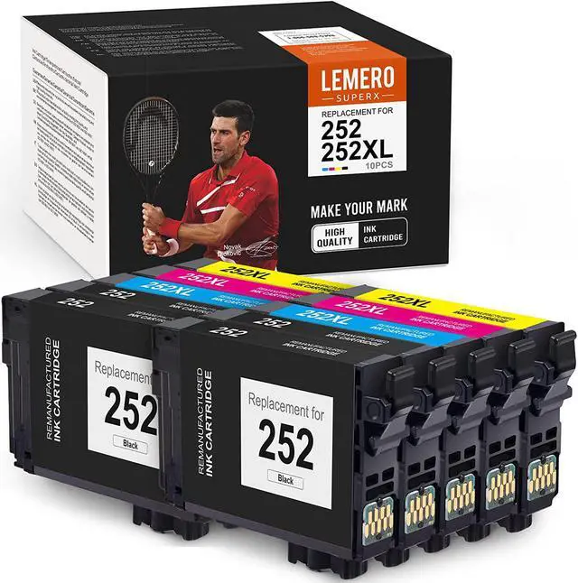 Main image of Ink Cartridge Replacement For Epson 252Xl 252 Xl T252120 Work For Workforce Wf-3640 Wf-3620 Wf-7110 Wf-7720 7620 Wf-7210 (4 Black, 2 Cyan, 2 Magent..