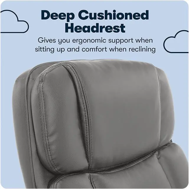 Alt view image 7 of 7 - New Serta Big & Tall Executive Office Chair High Back All Day Comfort Ergonomic Lumbar Support, Bonded Leather, Opportunity Gray
