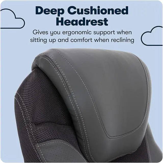 Alt view image 7 of 7 - New Serta Air Health And Wellness Executive Office Chair High Back Ergonomic For Lumbar Support Task Swivel, Bonded Leather, Light Gray