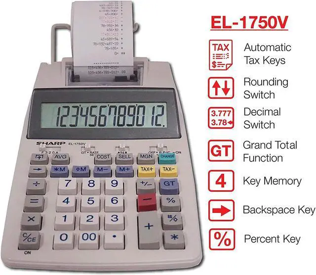 Alt view image 12 of 20 - EL1750V 12-Digit Dual Color Printing Calculator