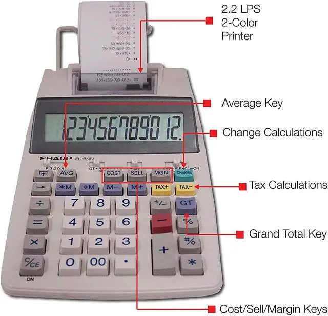 Alt view image 13 of 20 - EL1750V 12-Digit Dual Color Printing Calculator