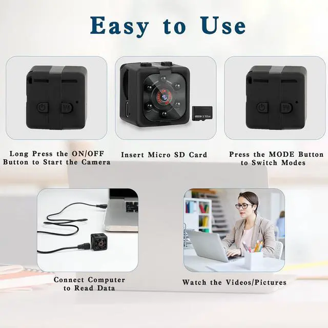 Alt view image 5 of 7 - New Mini Spy Camera, 1080P Hd Hidden Camera With Night Vision And Motion Detection, Small Nanny Cam Video Recording, Home Security Camera, Portable Camera