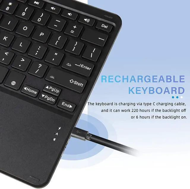 Alt view image 3 of 7 - New Backlit Keyboard Case With Touchpad Mouse Compatible With Samsung Tab S7+ 12.4, Case With Trackpad Keyboard For Samsung Galaxy Tab S7 Plus 12.4" 2020