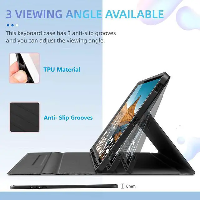 Alt view image 4 of 7 - New Backlit Keyboard Case With Touchpad Mouse Compatible With Samsung Tab S7+ 12.4, Case With Trackpad Keyboard For Samsung Galaxy Tab S7 Plus 12.4" 2020