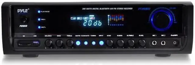 Alt view image 16 of 20 - Digital Home Theater Bluetooth Stereo Receiver, Aux (3.5mm) Input, MP3/USB/SD/AM/FM Radio, (2) Mic Inputs, 300 Watt