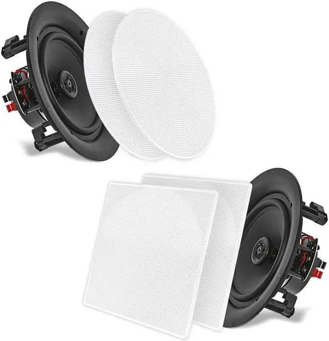 Alt view image 9 of 15 - 8.0-in In-Wall / In-Ceiling Dual Stereo Speakers, 250 Watt, 2-Way, Flush Mount, White