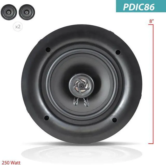 Alt view image 12 of 15 - 8.0-in In-Wall / In-Ceiling Dual Stereo Speakers, 250 Watt, 2-Way, Flush Mount, White