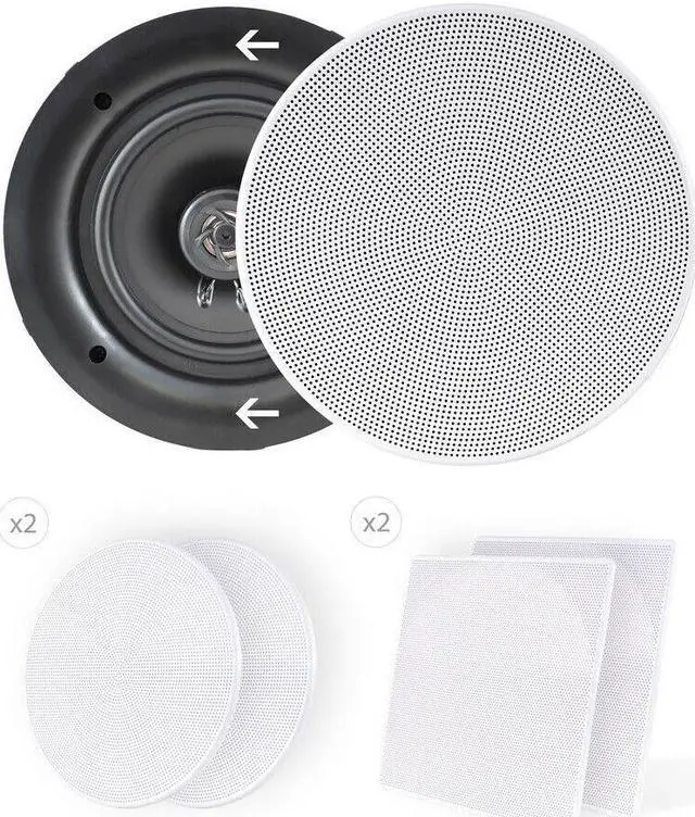 Alt view image 13 of 15 - 8.0-in In-Wall / In-Ceiling Dual Stereo Speakers, 250 Watt, 2-Way, Flush Mount, White