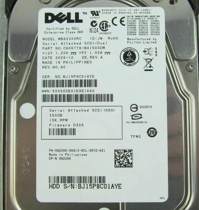 Alt view image 6 of 10 - Dell N226K 300GB 15000 RPM SAS 3Gb/s 2.5" Internal Notebook Hard Drive