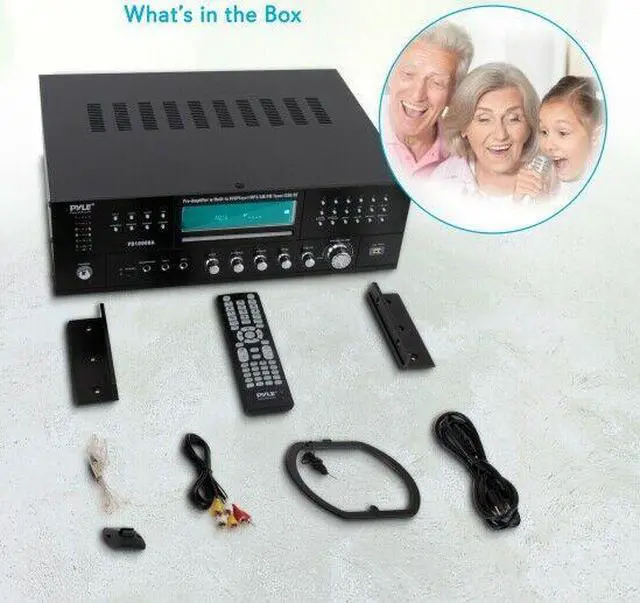 Alt view image 9 of 14 - 4-Channel Wireless Bluetooth Power Amplifier - 1000W Stereo Speaker Home Audio Receiver w/FM Radio, USB, Headphone, 2 Microphone w/Echo, Front Loading CD DVD Player, LED, Rack Mount - Pyle PD1000BA