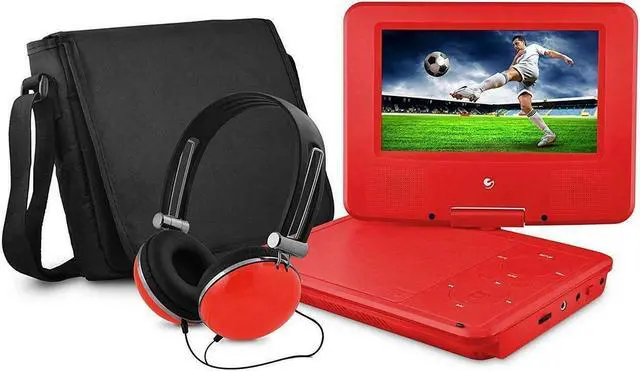 Alt view image 18 of 19 - Ematic EPD707RD 7-Inch Portable DVD Player with Matching Headphones and Bag (Red)