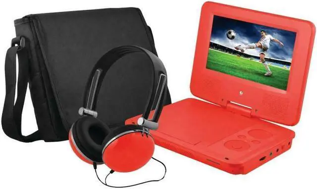 Alt view image 15 of 19 - Ematic EPD707RD 7-Inch Portable DVD Player with Matching Headphones and Bag (Red)