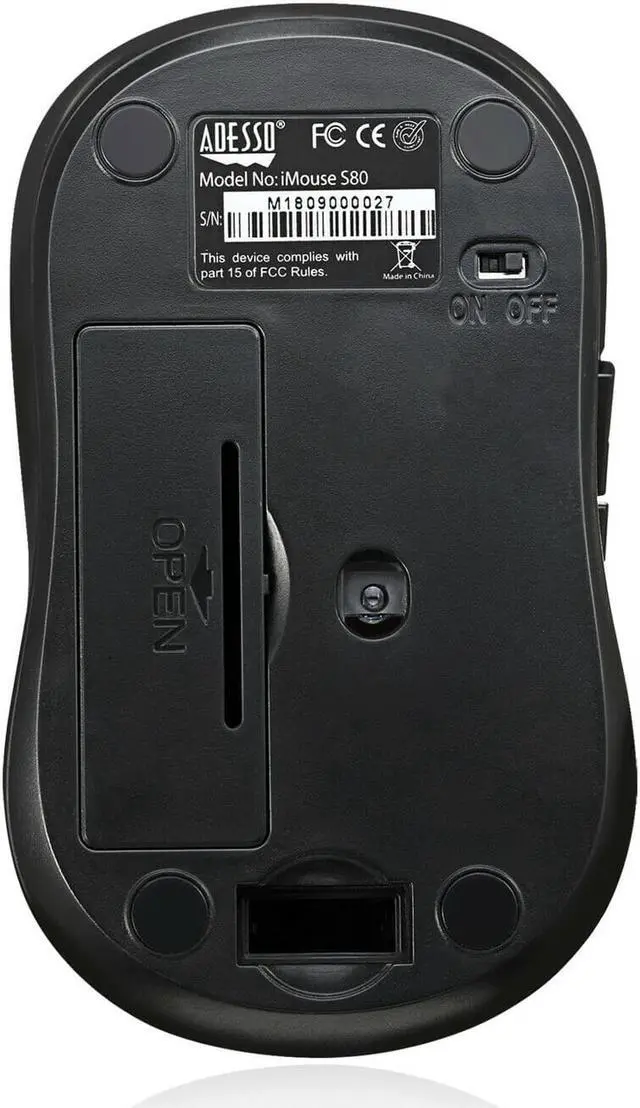 Alt view image 3 of 6 - Adesso iMouse S80B - Wireless Fabric Optical Mini Mouse (Black)