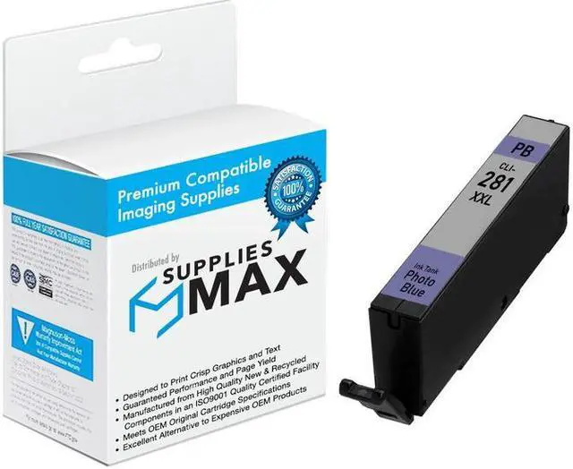 Main image of SuppliesMAX Compatible Replacement for Canon PIXMA TS-8120/TS-8220/TS-8320/TS-9120/TS-9520 Photo Blue Super High Yield Inkjet (11.7ML) (CLI-281XXLPB) (1984C001)