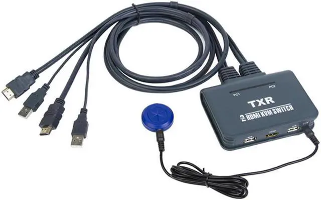 Alt view image 3 of 5 - 2 Port HDMI Keyboard Mouse Splitter Box KVM Switch Button Desktop Controller Notebook TV Projector Plug And Play USB With Cables